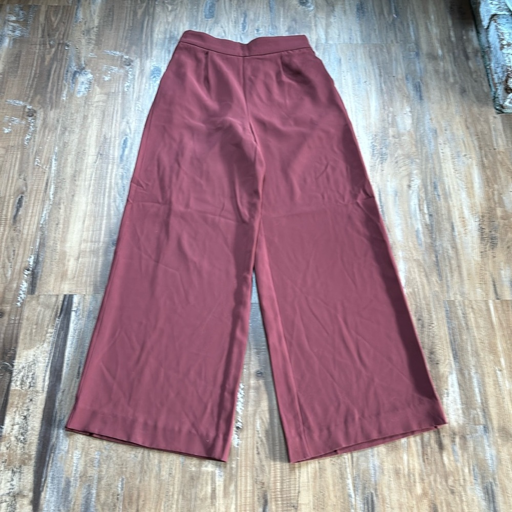 Madewell Wine Pull On Wide Leg High Waisted Pull On Pants